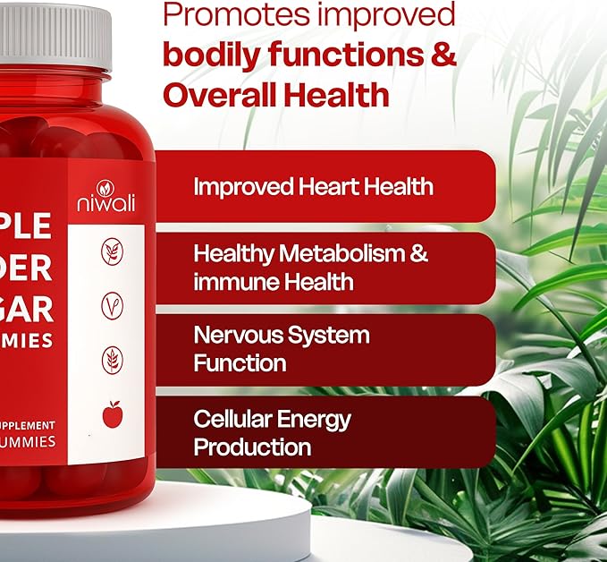 Niwali Apple Cider Vinegar Gummies – 60 Count | Immunity & Detox Support